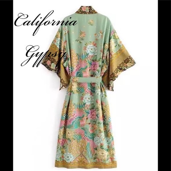 Gypsy Boho Hippie Floral Kimono Duster - Picture 7 of 13